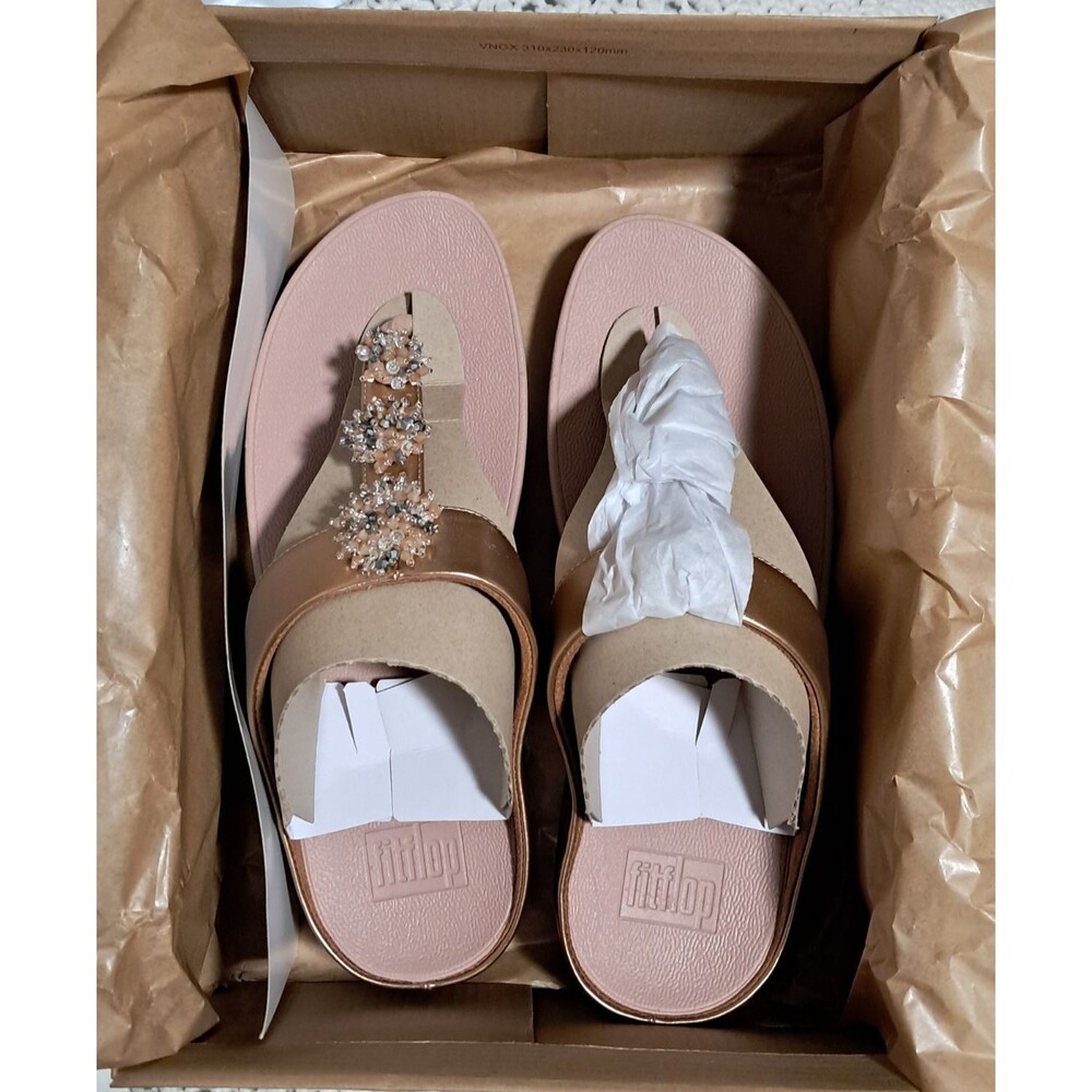 FitFlop Galaxy  Toe-Thong Slip Sandals Wedge Rose Gold US 10 EUR 41 NIB